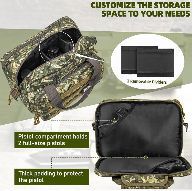 WELIDAY Gun Range Bag, Tactical 2 Pistol Bag for Handguns and Ammo, Firearm Shooting Case with Multi-Pockets, Duffle Bag for Shooting & Outdoor Hunting - Image 4